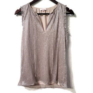 Parker Silver and Nude Sequin Top Size XS